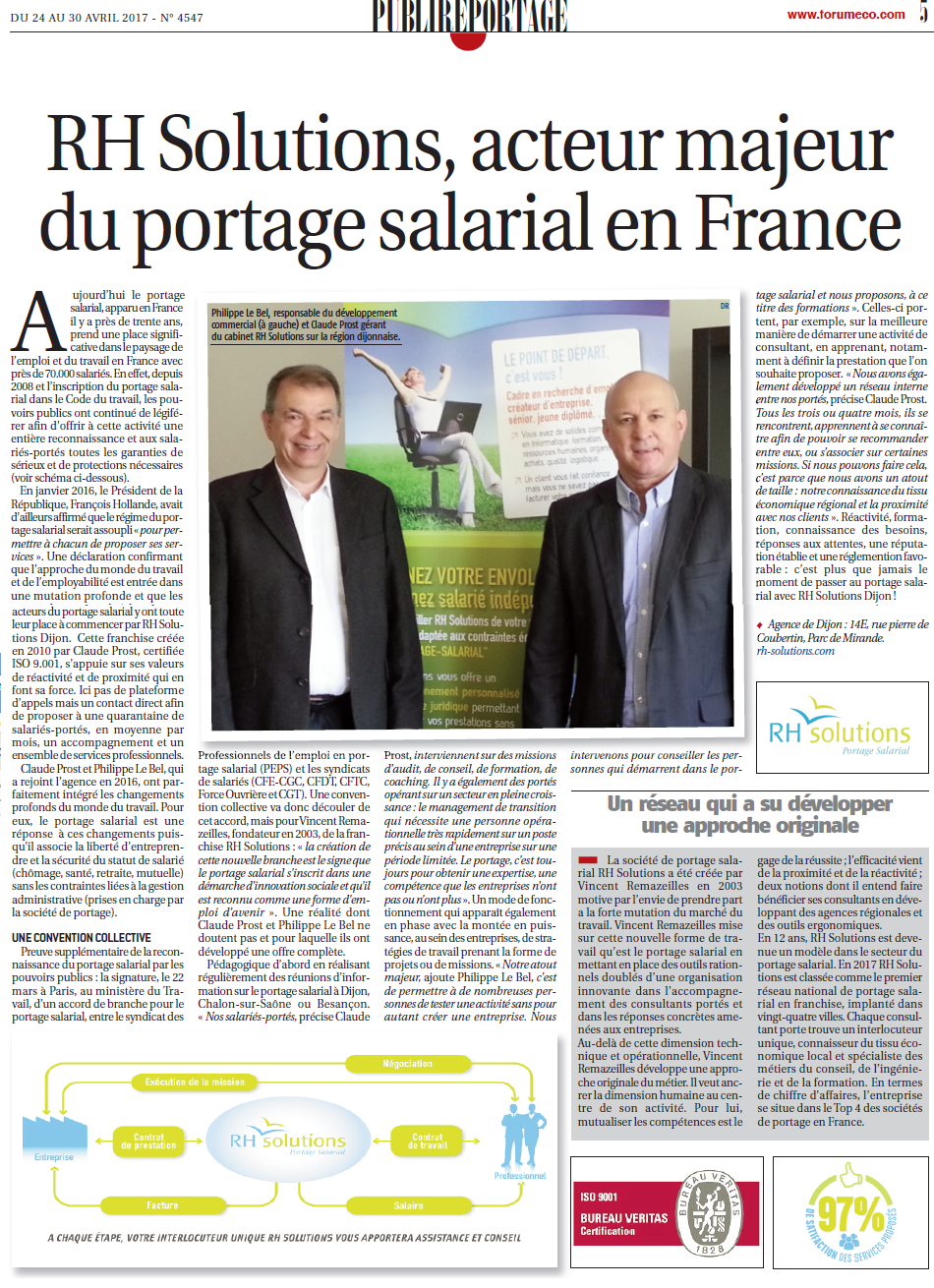 Revue de Presse RH Solutions Dijon, avril 2017